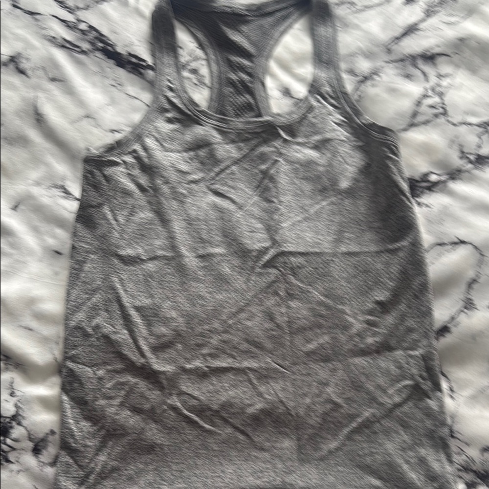 Gray Fitted Sleeveless Tank Top